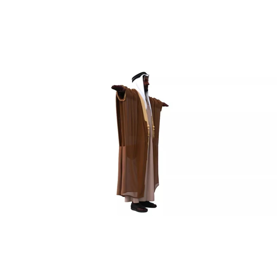 Arab Man 3D Model – Low Poly Character T-Pose for Animation, FBX - View 4