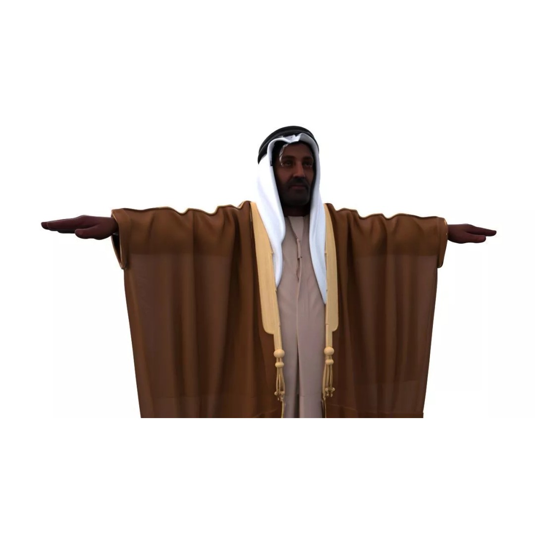 Arab Man 3D Model – Low Poly Character T-Pose for Animation, FBX - View 6