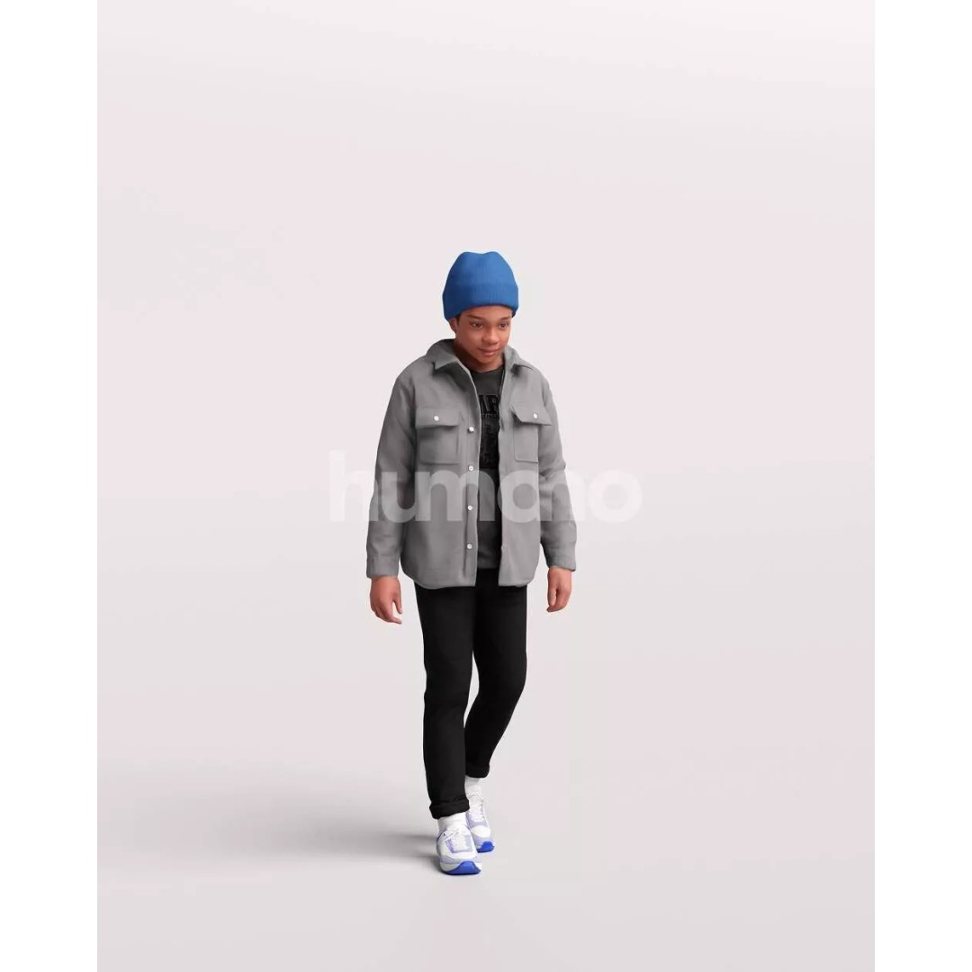 Humano Kid Boy Playing in the Snow 3D Model – PBR Textures, FBX, OBJ