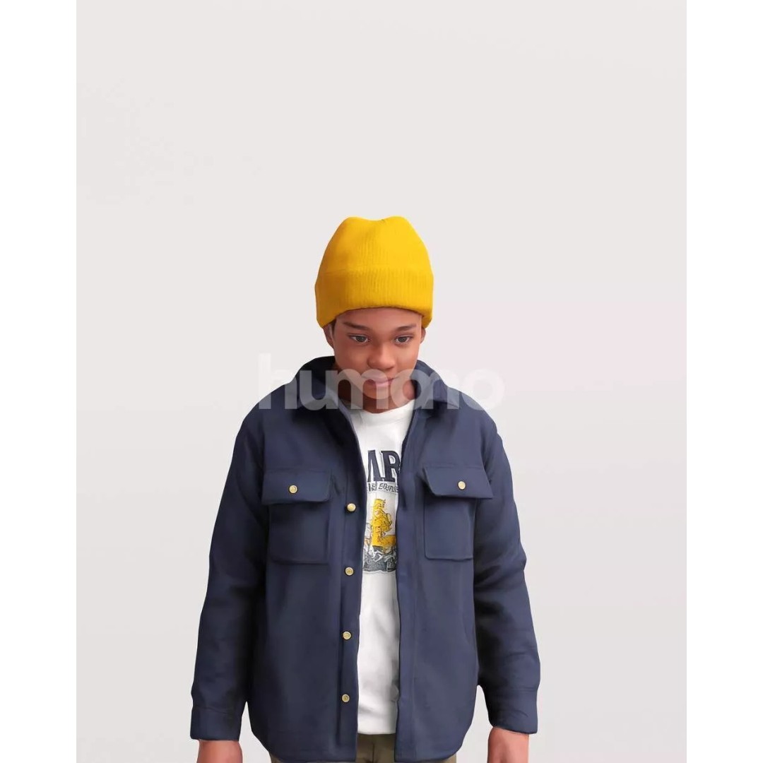 Humano Kid Boy Playing in the Snow 3D Model – PBR Textures, FBX, OBJ - View 10