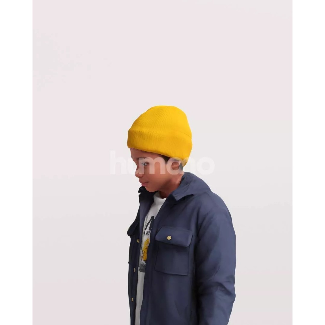 Humano Kid Boy Playing in the Snow 3D Model – PBR Textures, FBX, OBJ - View 11