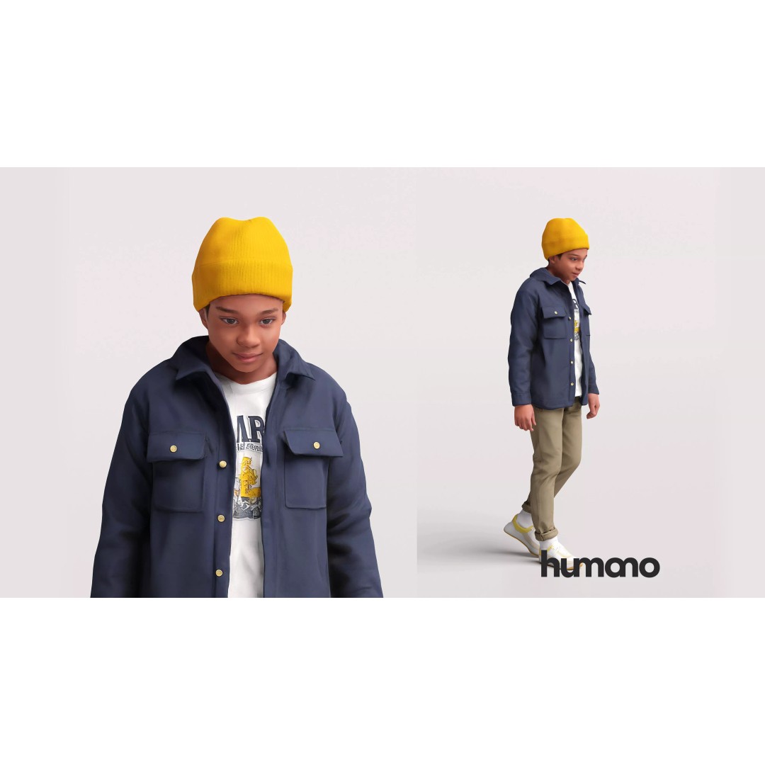 Humano Kid Boy Playing in the Snow 3D Model – PBR Textures, FBX, OBJ - View 2
