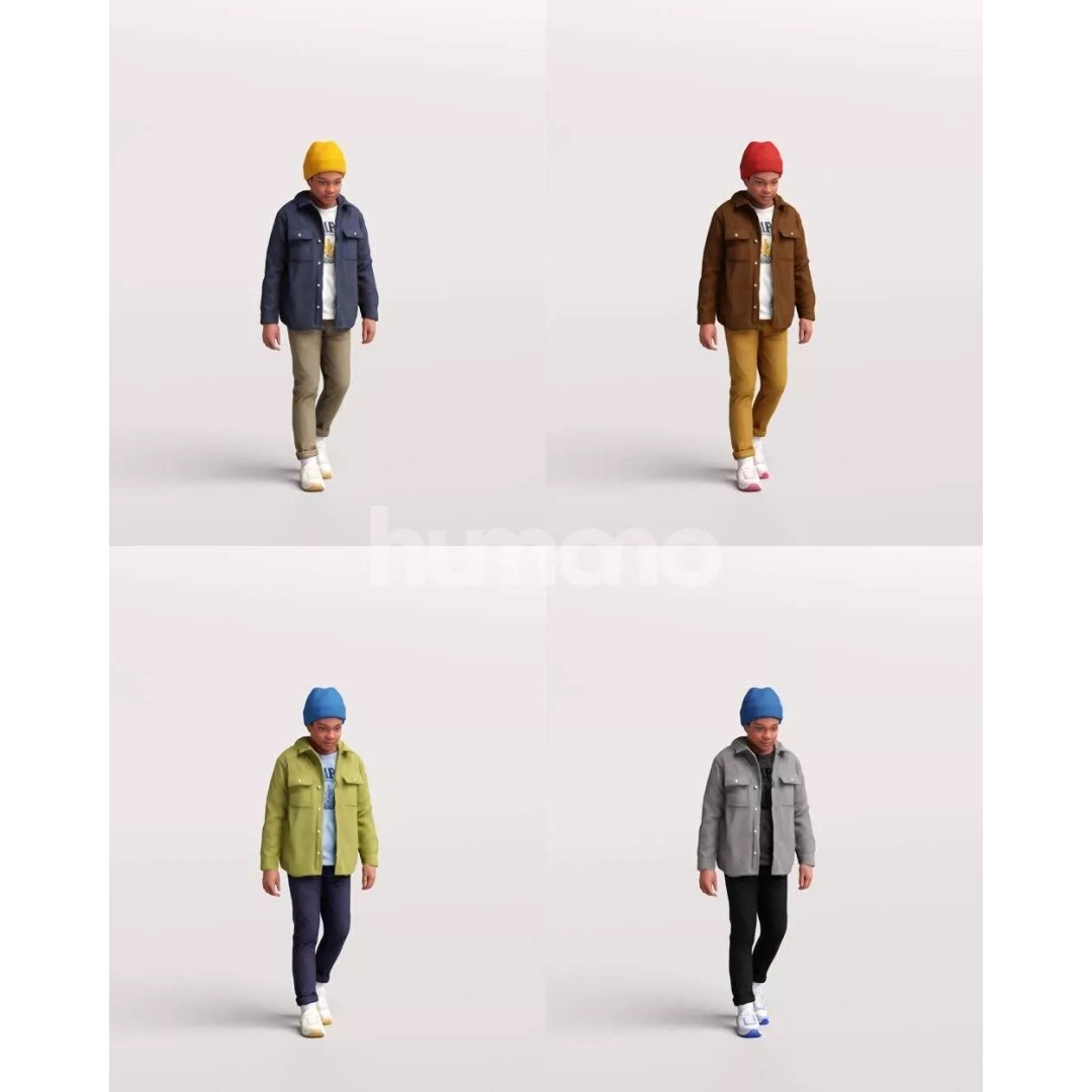 Humano Kid Boy Playing in the Snow 3D Model – PBR Textures, FBX, OBJ - View 5