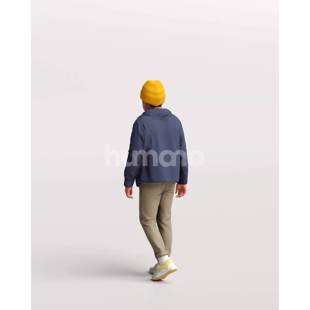 Humano Kid Boy Playing in the Snow 3D Model – PBR Textures, FBX, OBJ - View 8