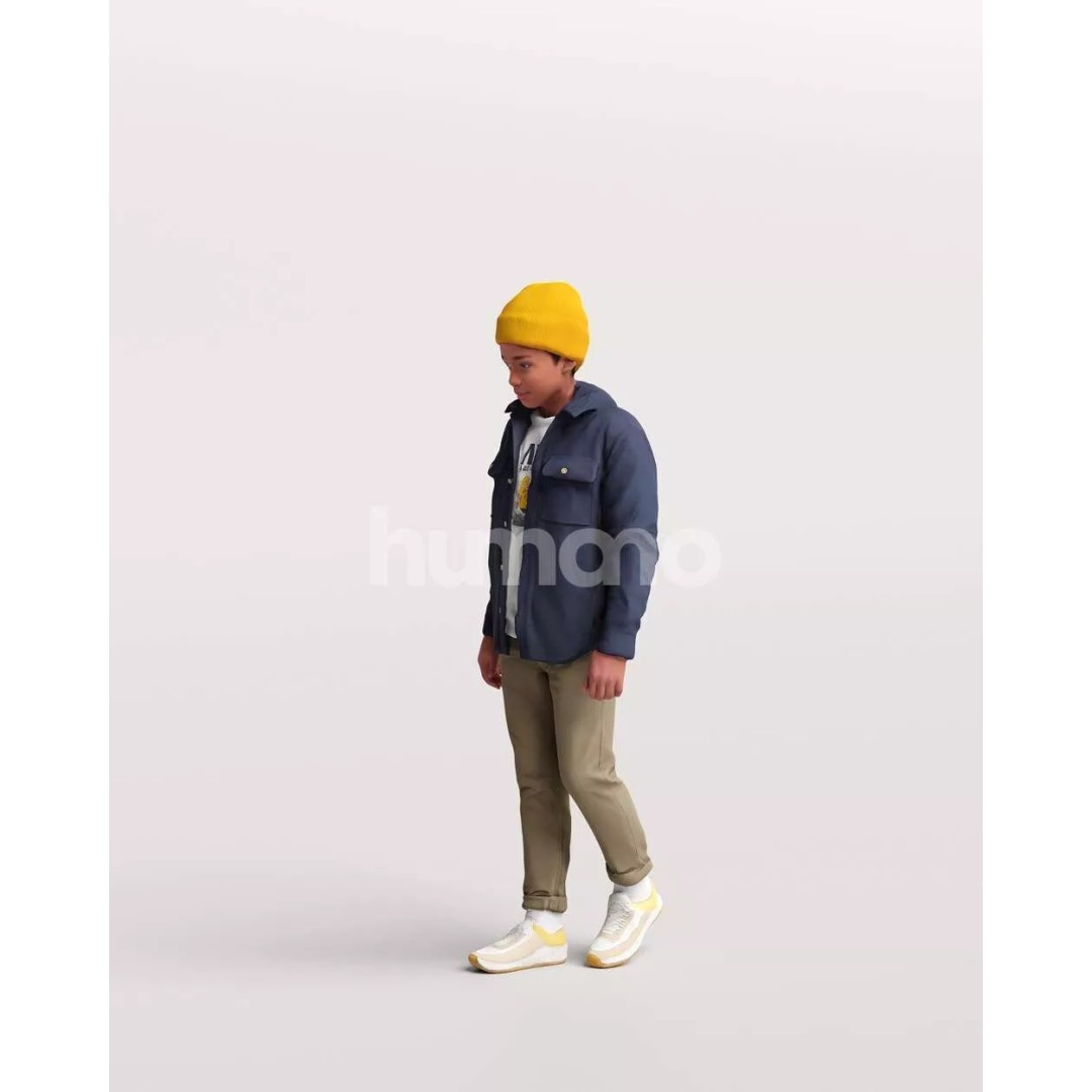 Humano Kid Boy Playing in the Snow 3D Model – PBR Textures, FBX, OBJ - View 9