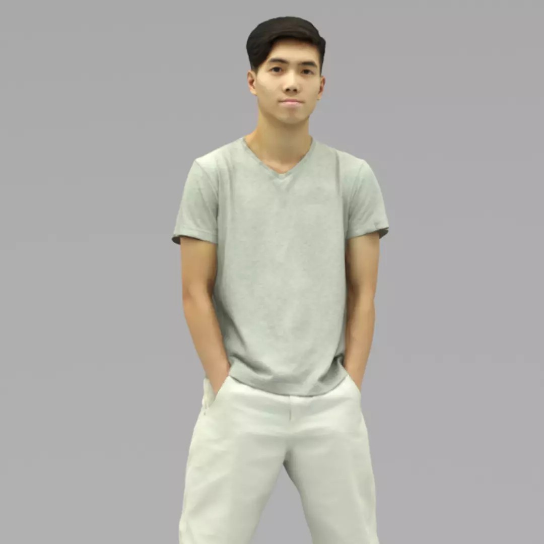 Young Man 3D Model – Half Body Portrait with Textures, OBJ - View 2