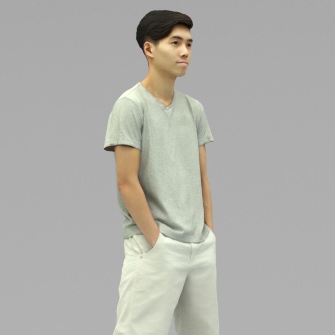 Young Man 3D Model – Half Body Portrait with Textures, OBJ - View 4