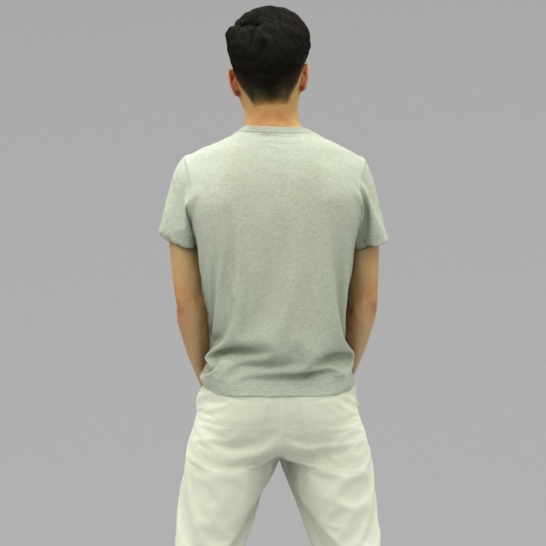 Young Man 3D Model – Half Body Portrait with Textures, OBJ - View 5
