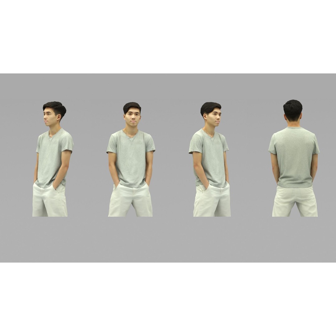 Young Man 3D Model – Half Body Portrait with Textures, OBJ - View 6