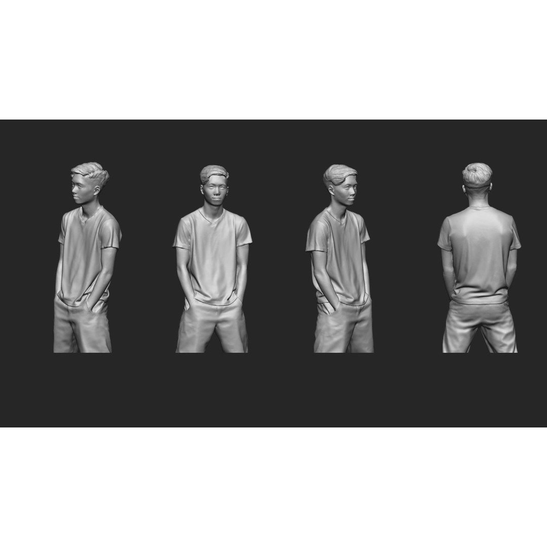 Young Man 3D Model – Half Body Portrait with Textures, OBJ - View 7