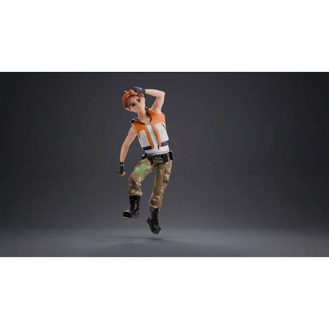 Blaze Carter 3D Model – Stylized Low Poly Game Character, Rigged - View 14