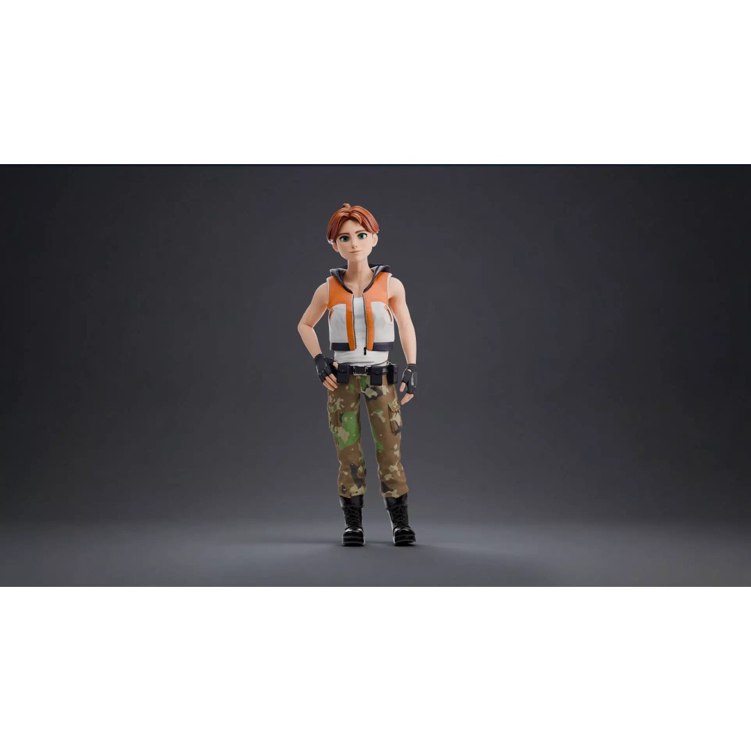 Blaze Carter 3D Model – Stylized Low Poly Game Character, Rigged - View 25