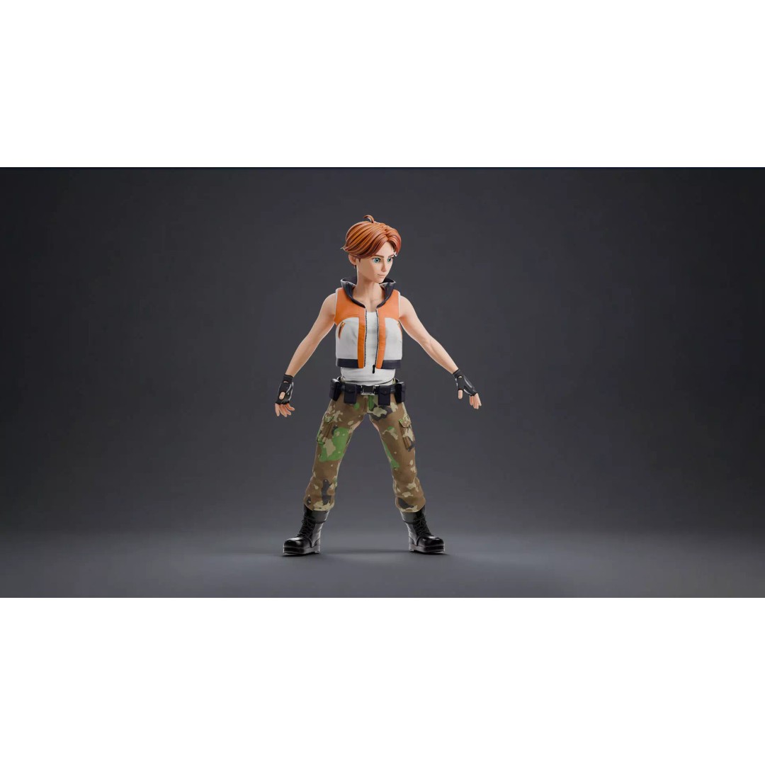Blaze Carter 3D Model – Stylized Low Poly Game Character, Rigged - View 27