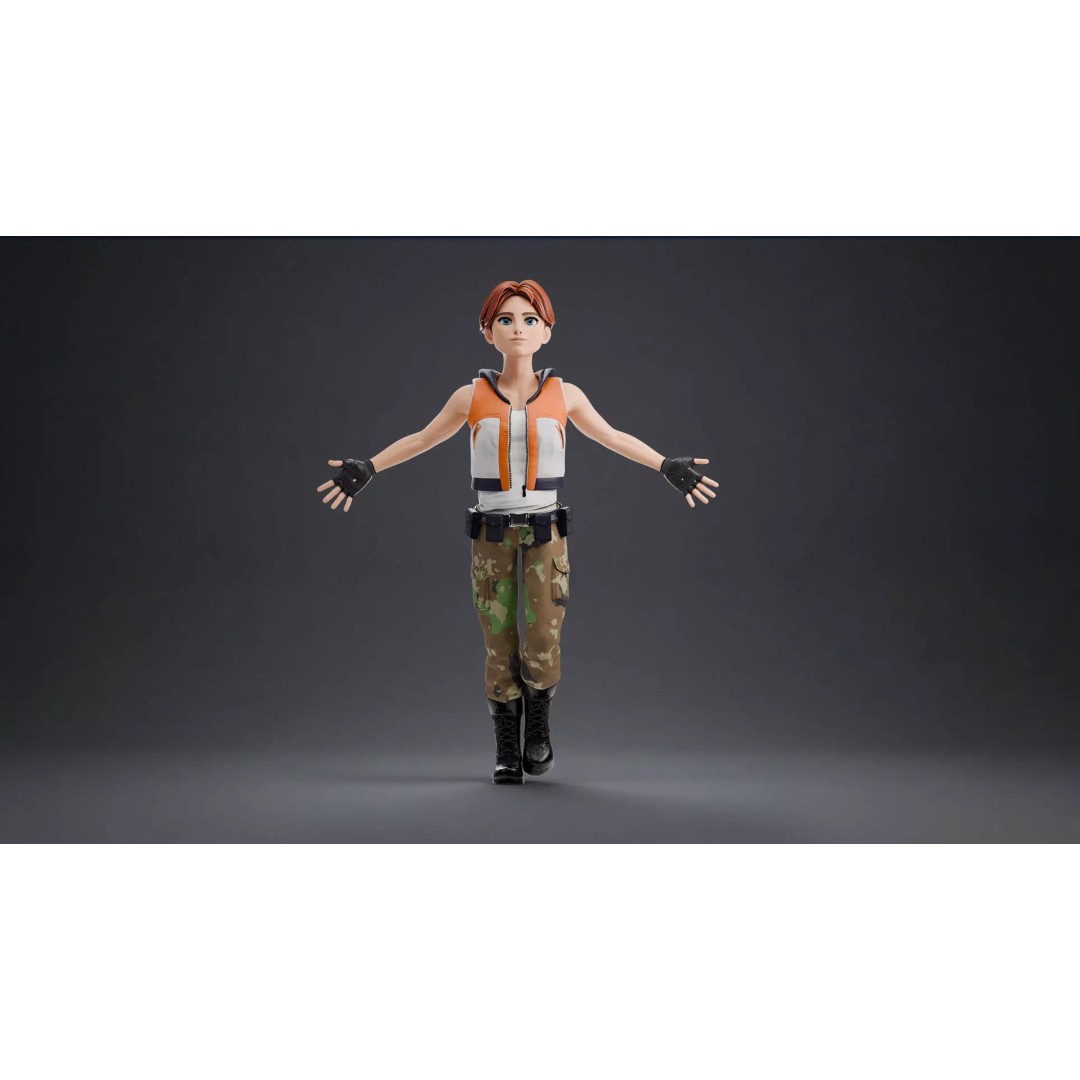 Blaze Carter 3D Model – Stylized Low Poly Game Character, Rigged - View 29
