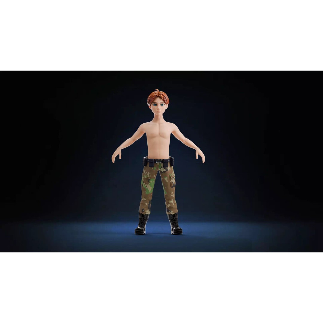 Blaze Carter 3D Model – Stylized Low Poly Game Character, Rigged - View 31