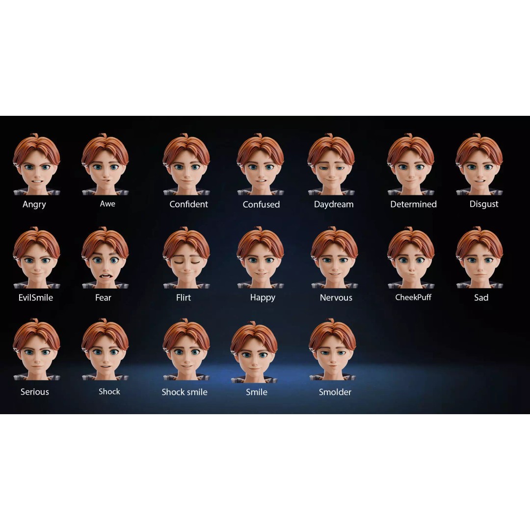 Blaze Carter 3D Model – Stylized Low Poly Game Character, Rigged - View 4