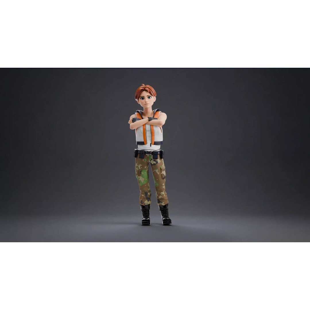 Blaze Carter 3D Model – Stylized Low Poly Game Character, Rigged - View 7