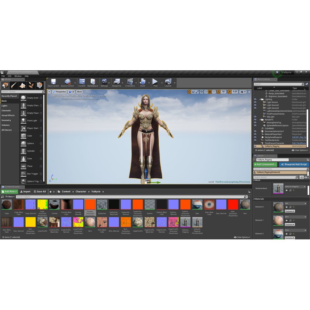 Valkyrie Warrior Girl 3D Model – Low Poly Rigged Character for Unreal