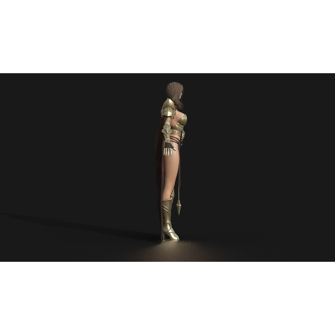 Valkyrie Warrior Girl 3D Model – Low Poly Rigged Character for Unreal - View 11