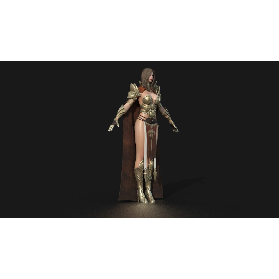 Valkyrie Warrior Girl 3D Model – Low Poly Rigged Character for Unreal - View 12
