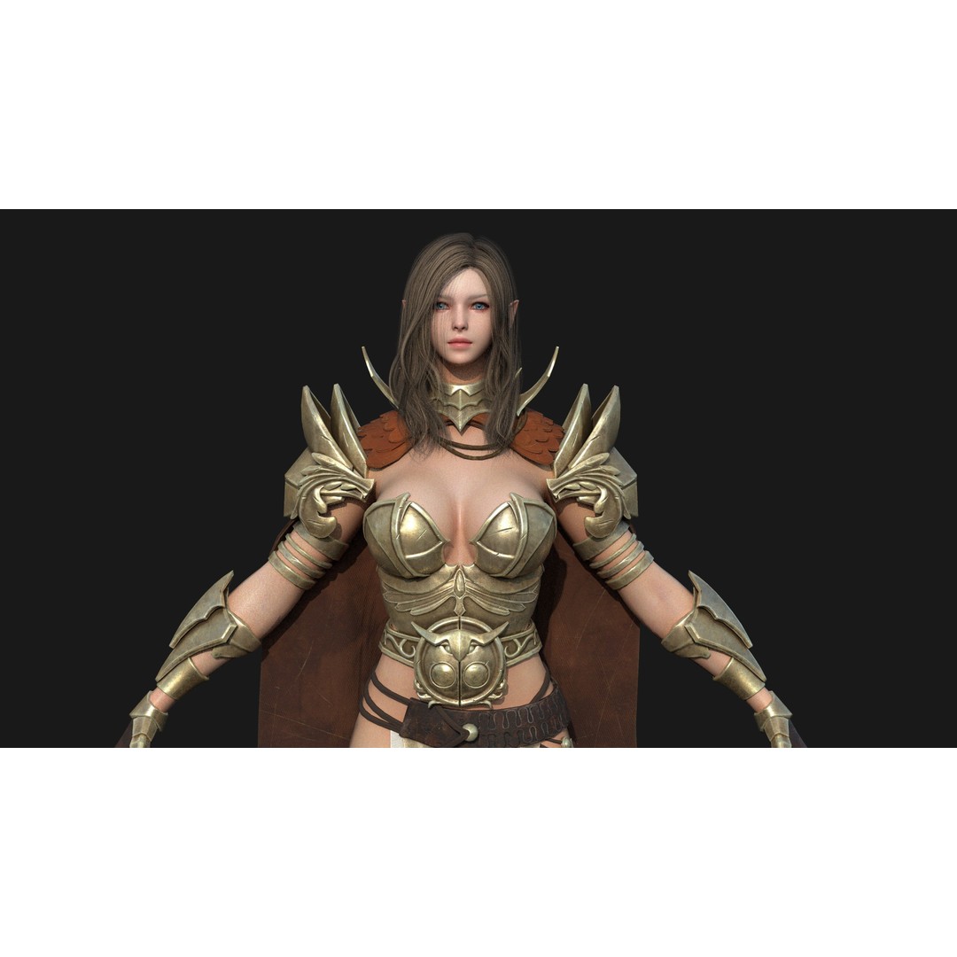 Valkyrie Warrior Girl 3D Model – Low Poly Rigged Character for Unreal - View 13