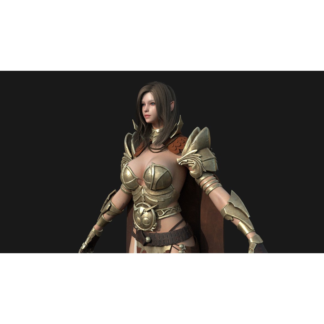 Valkyrie Warrior Girl 3D Model – Low Poly Rigged Character for Unreal - View 14