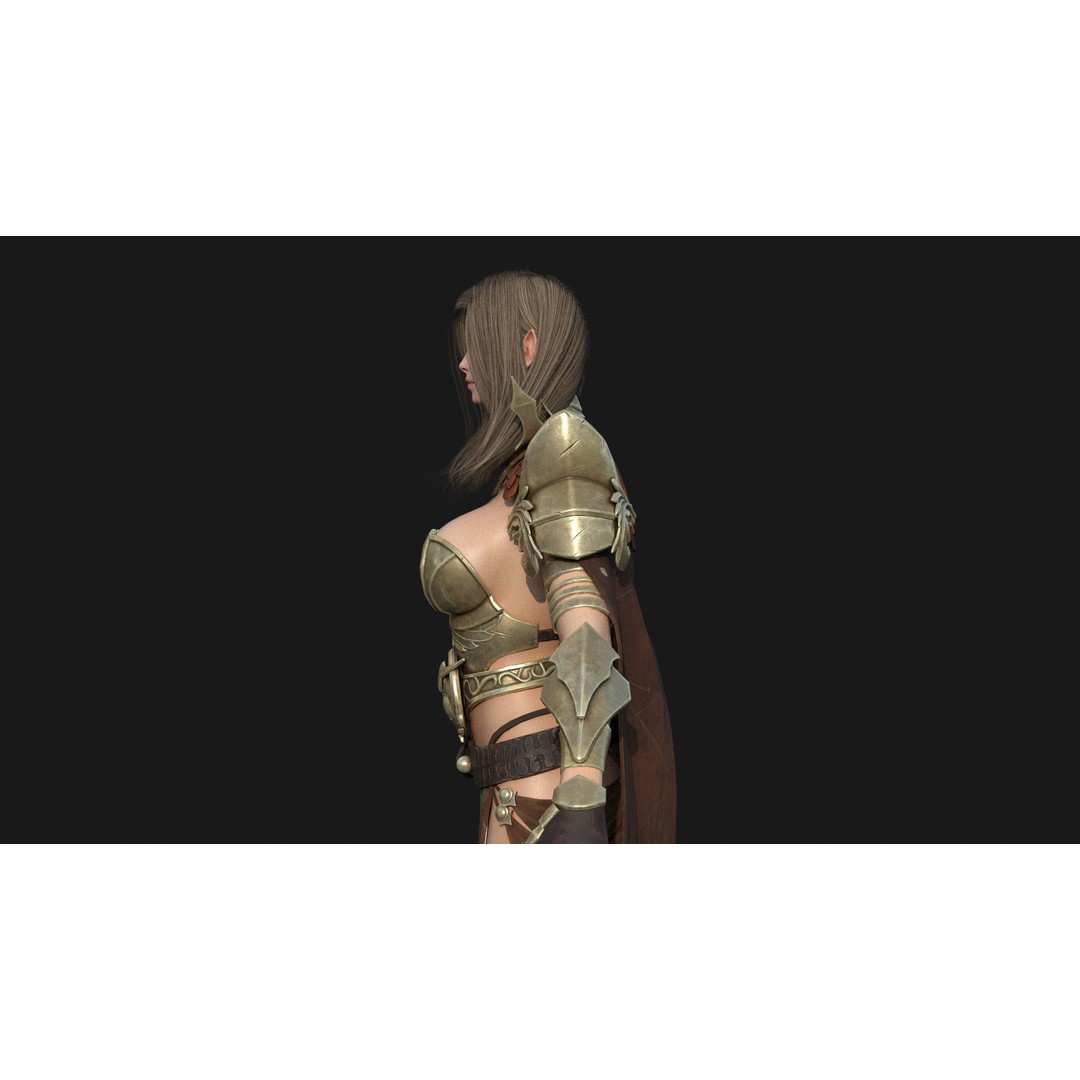 Valkyrie Warrior Girl 3D Model – Low Poly Rigged Character for Unreal - View 15
