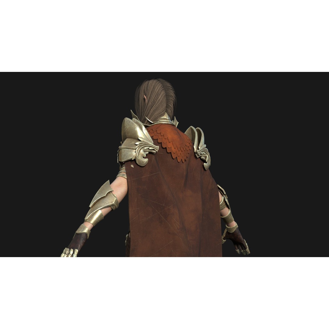 Valkyrie Warrior Girl 3D Model – Low Poly Rigged Character for Unreal - View 16