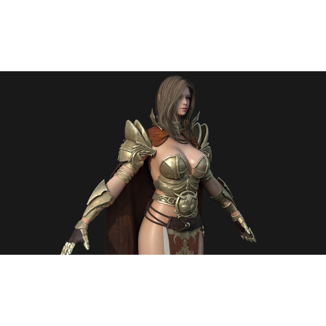 Valkyrie Warrior Girl 3D Model – Low Poly Rigged Character for Unreal - View 20