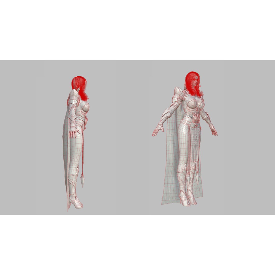 Valkyrie Warrior Girl 3D Model – Low Poly Rigged Character for Unreal - View 32