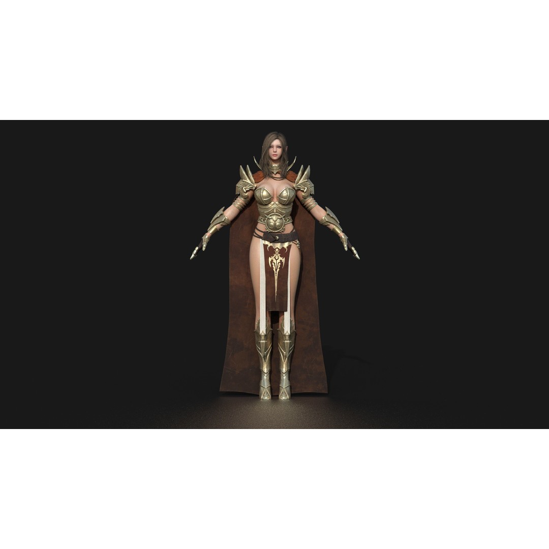 Valkyrie Warrior Girl 3D Model – Low Poly Rigged Character for Unreal - View 5