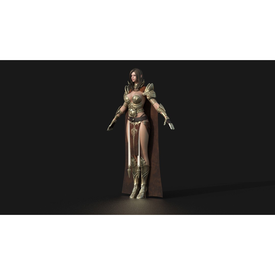 Valkyrie Warrior Girl 3D Model – Low Poly Rigged Character for Unreal - View 6