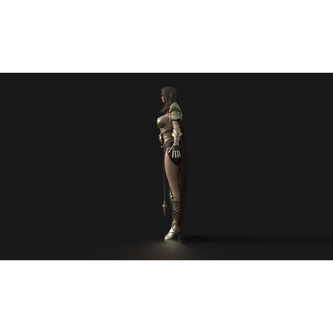 Valkyrie Warrior Girl 3D Model – Low Poly Rigged Character for Unreal - View 7