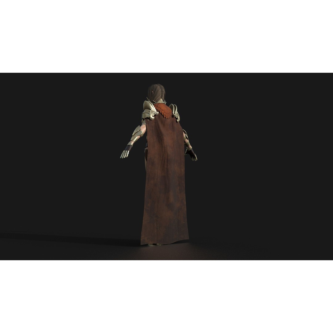 Valkyrie Warrior Girl 3D Model – Low Poly Rigged Character for Unreal - View 8