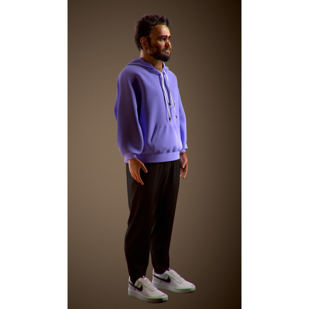 NPC Character 3D Model – Low Poly Game Ready Adult Male with Beard