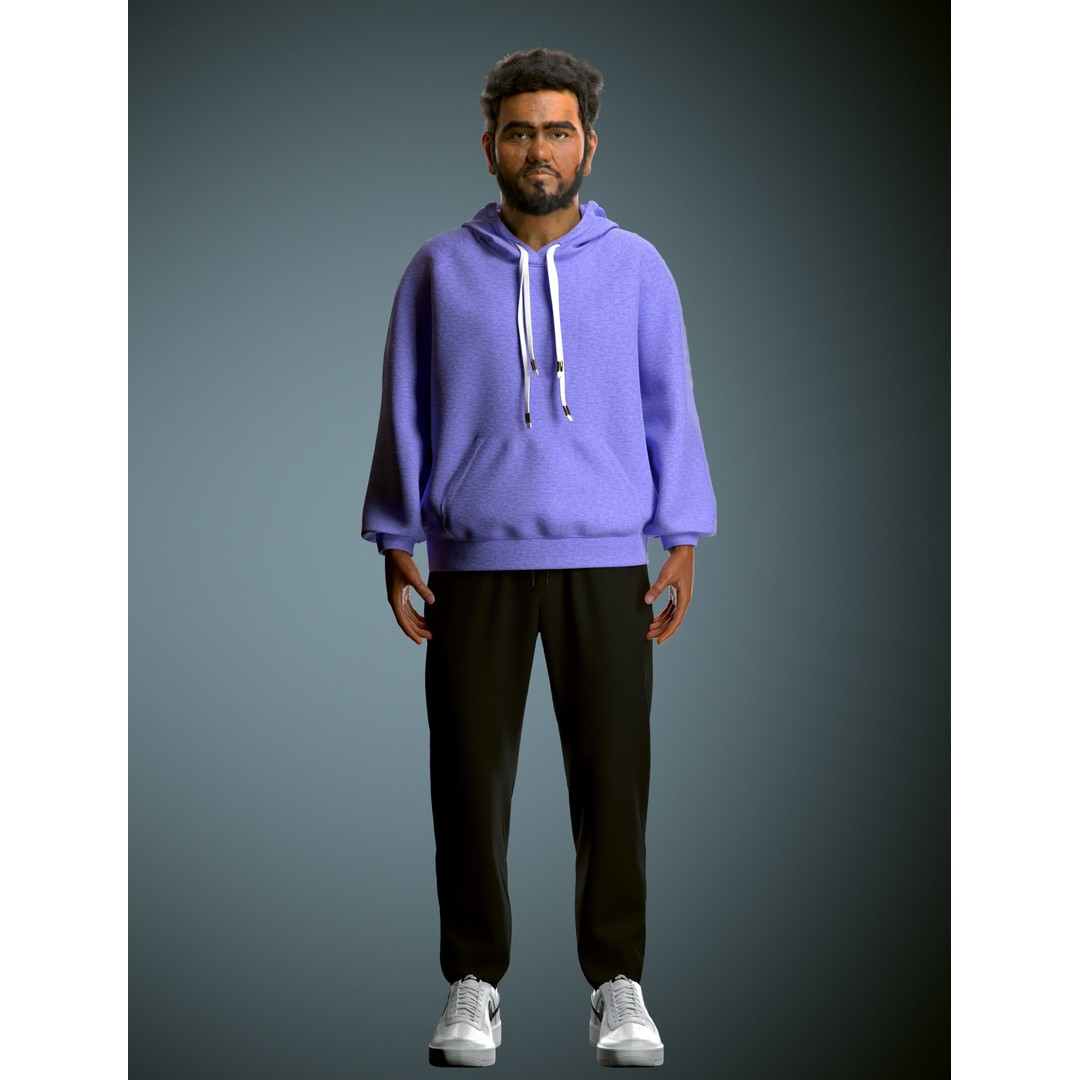 NPC Character 3D Model – Low Poly Game Ready Adult Male with Beard - View 15