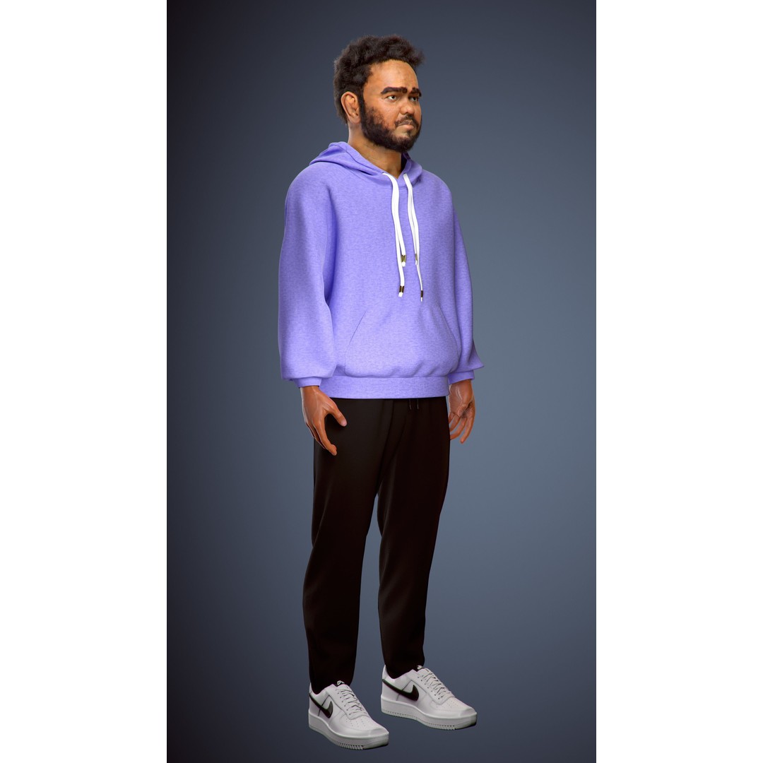 NPC Character 3D Model – Low Poly Game Ready Adult Male with Beard - View 16