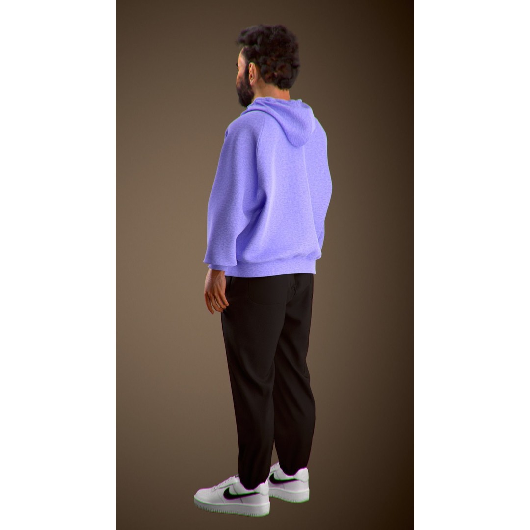 NPC Character 3D Model – Low Poly Game Ready Adult Male with Beard - View 18