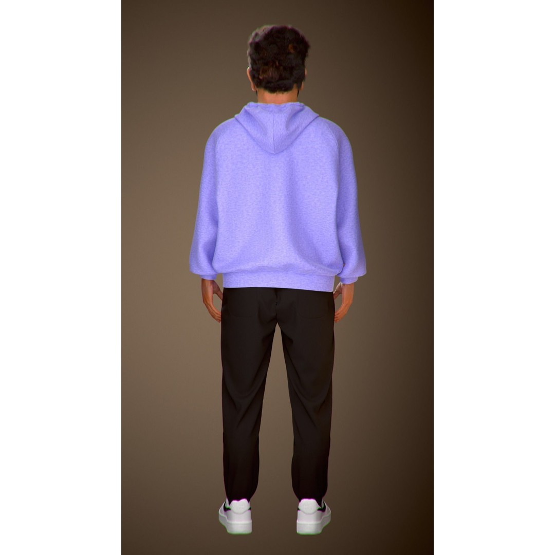 NPC Character 3D Model – Low Poly Game Ready Adult Male with Beard - View 19