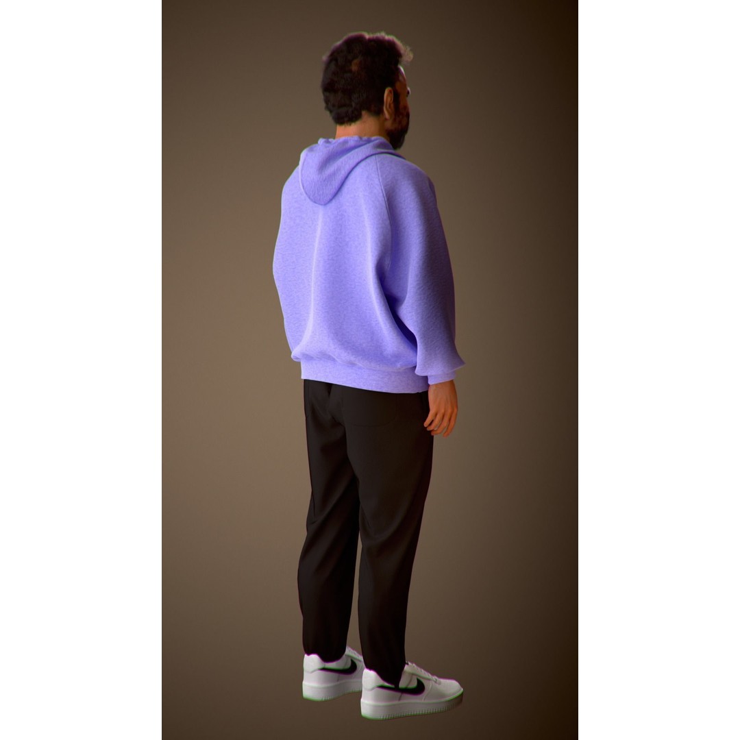 NPC Character 3D Model – Low Poly Game Ready Adult Male with Beard - View 20