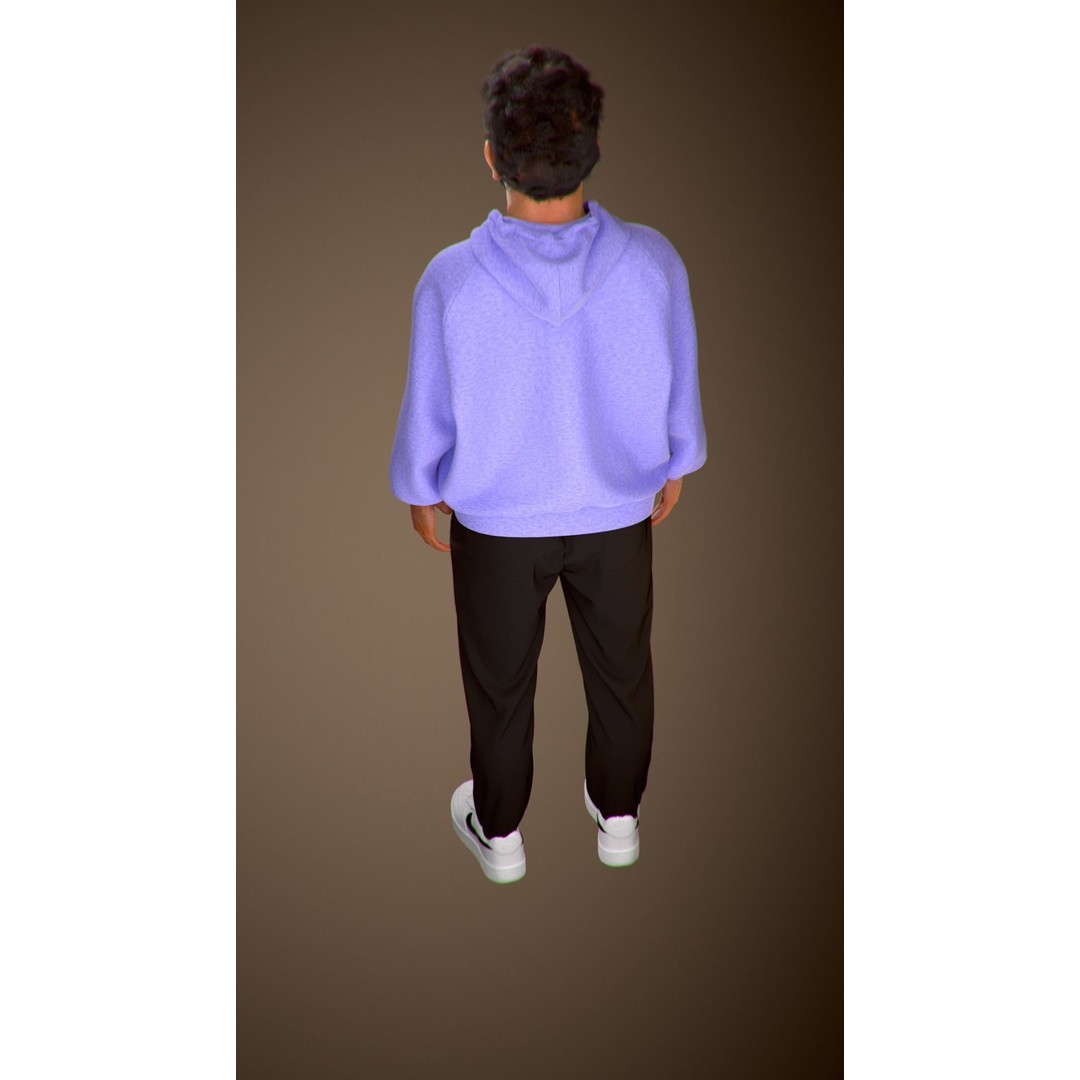 NPC Character 3D Model – Low Poly Game Ready Adult Male with Beard - View 21