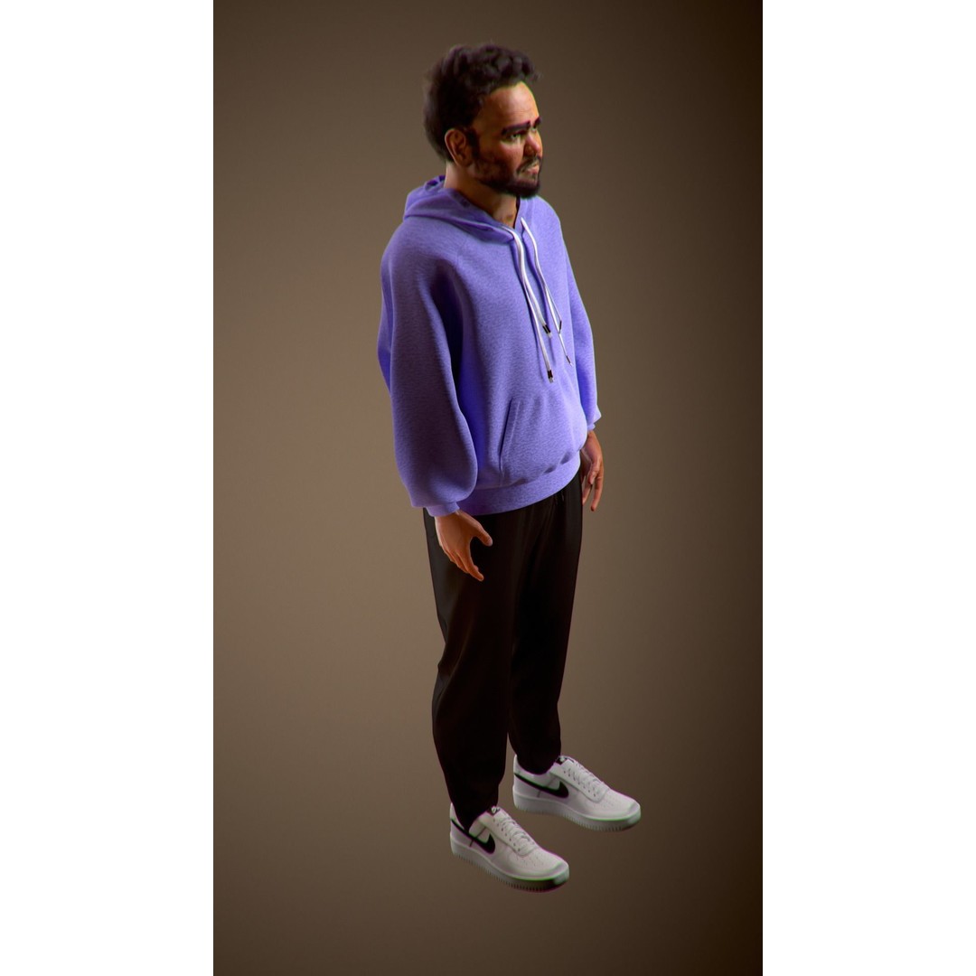 NPC Character 3D Model – Low Poly Game Ready Adult Male with Beard - View 22