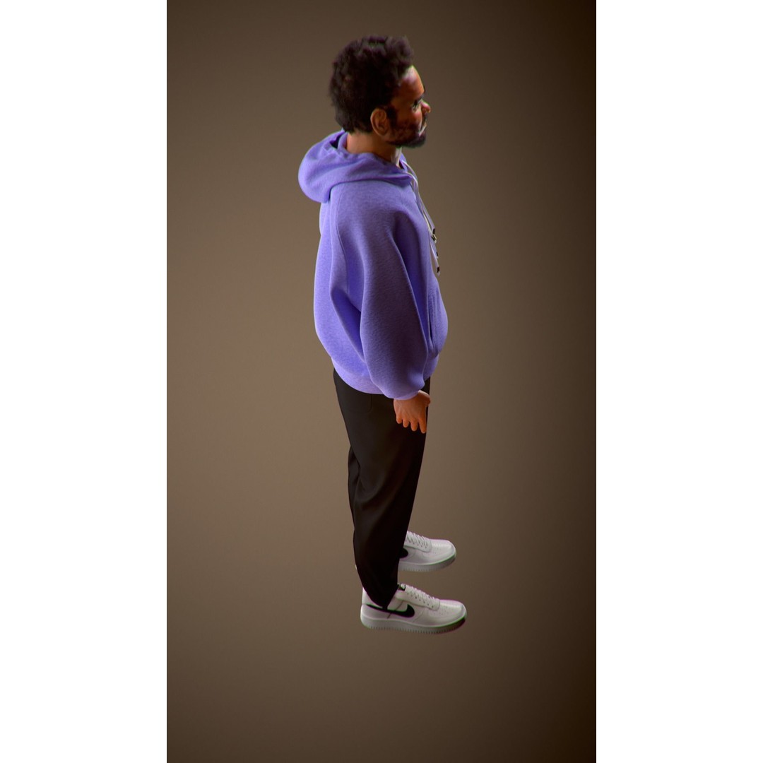 NPC Character 3D Model – Low Poly Game Ready Adult Male with Beard - View 25