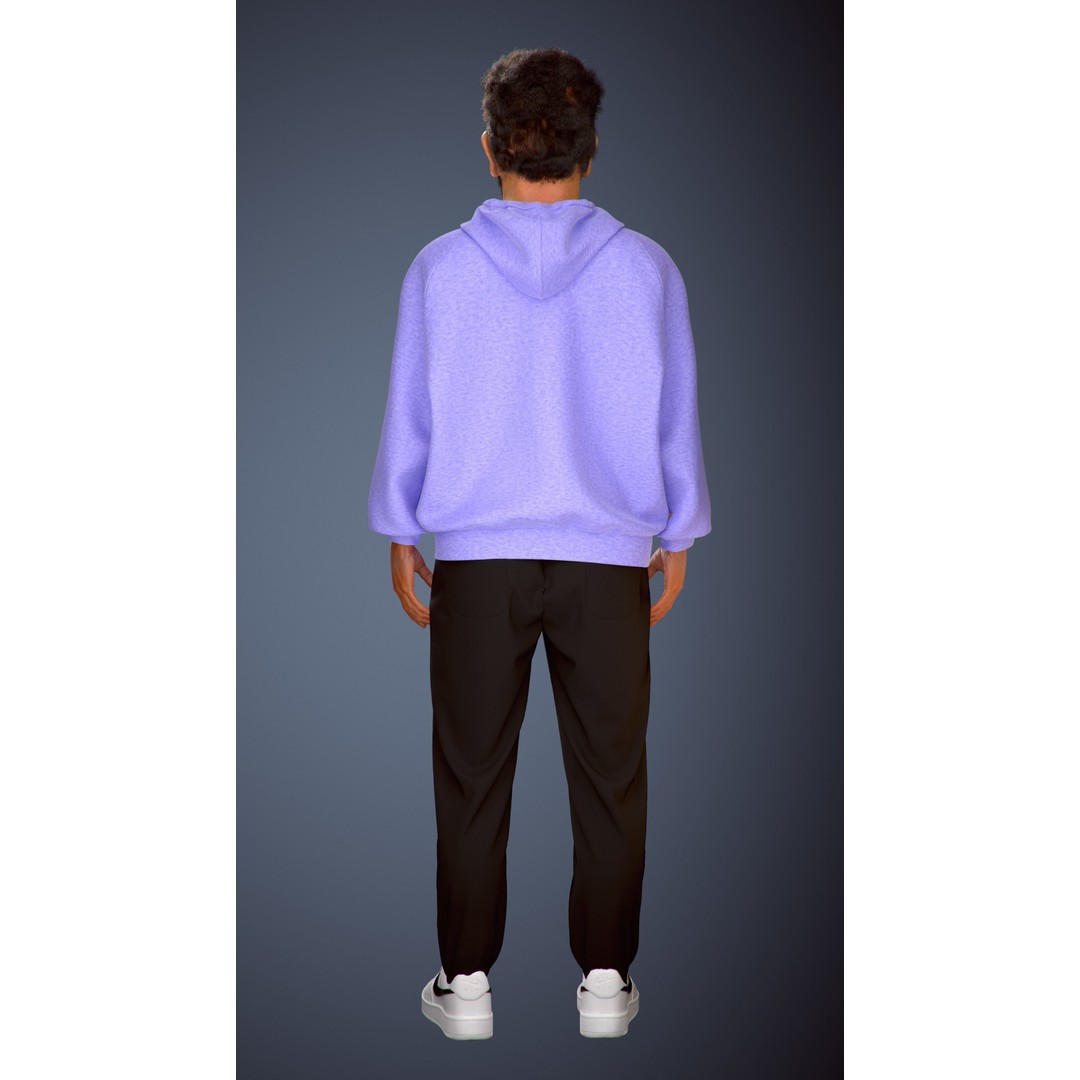 NPC Character 3D Model – Low Poly Game Ready Adult Male with Beard - View 26