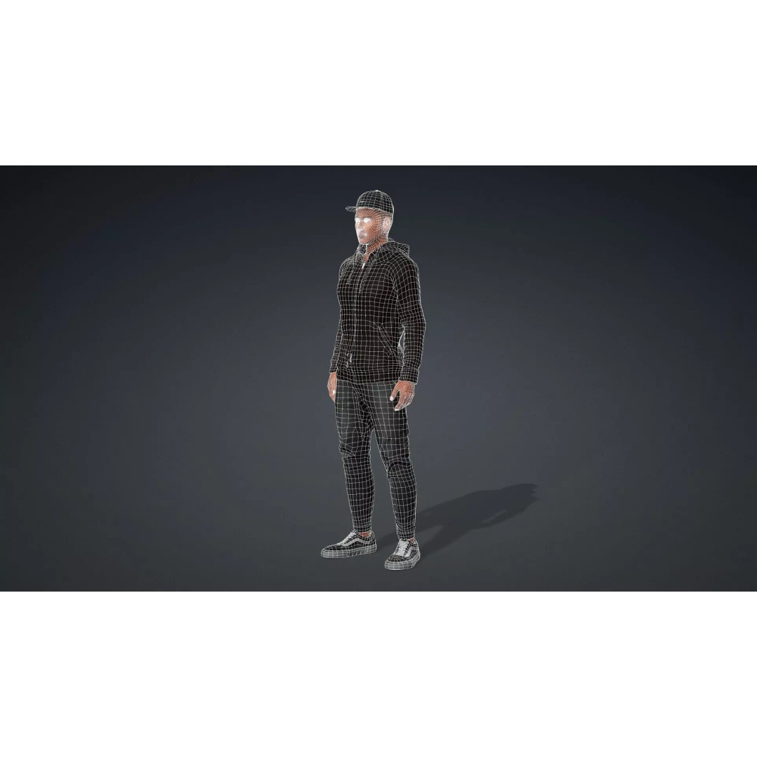 Black Male 3D Character Model – Game Ready, Rigged for Animation