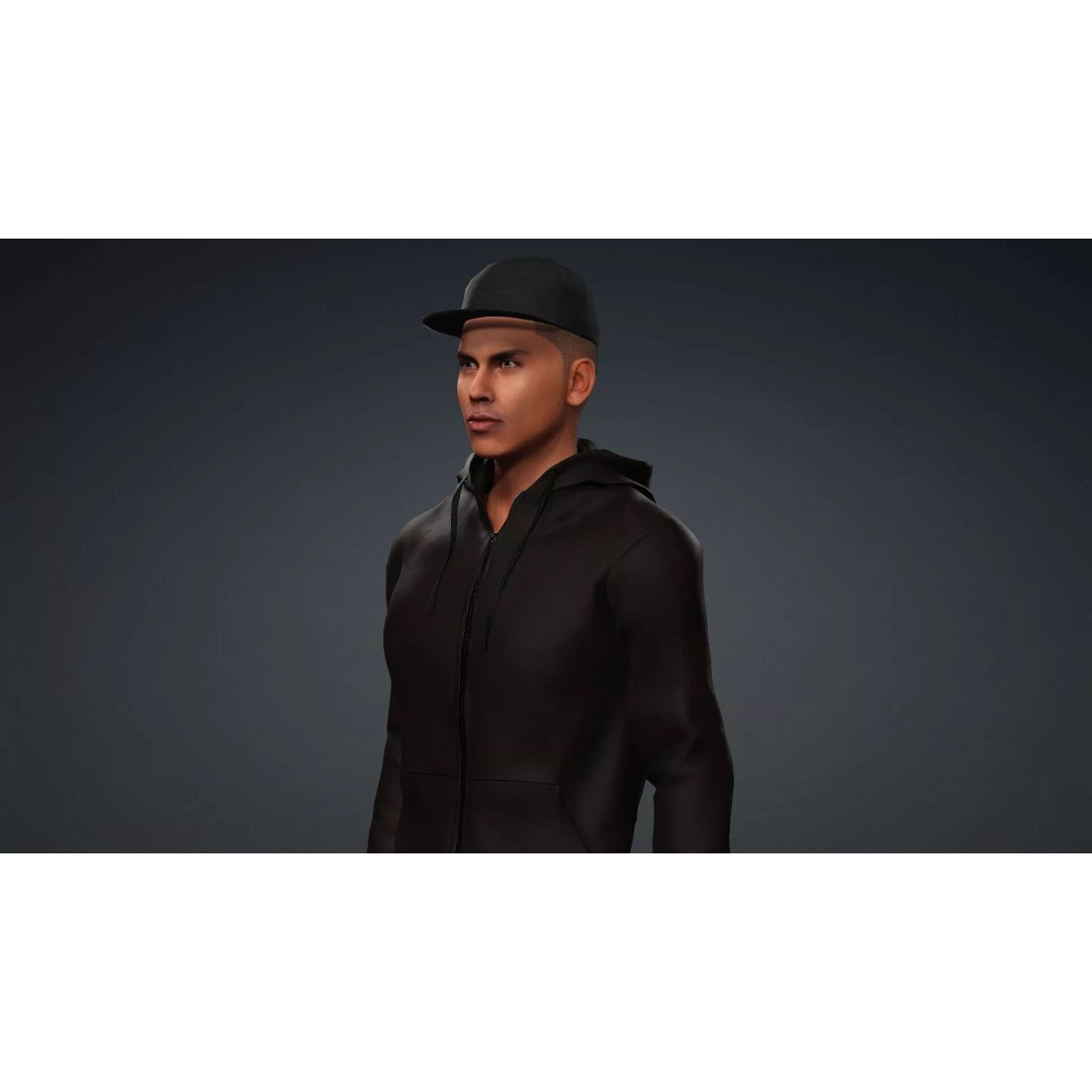 Black Male 3D Character Model – Game Ready, Rigged for Animation - View 10