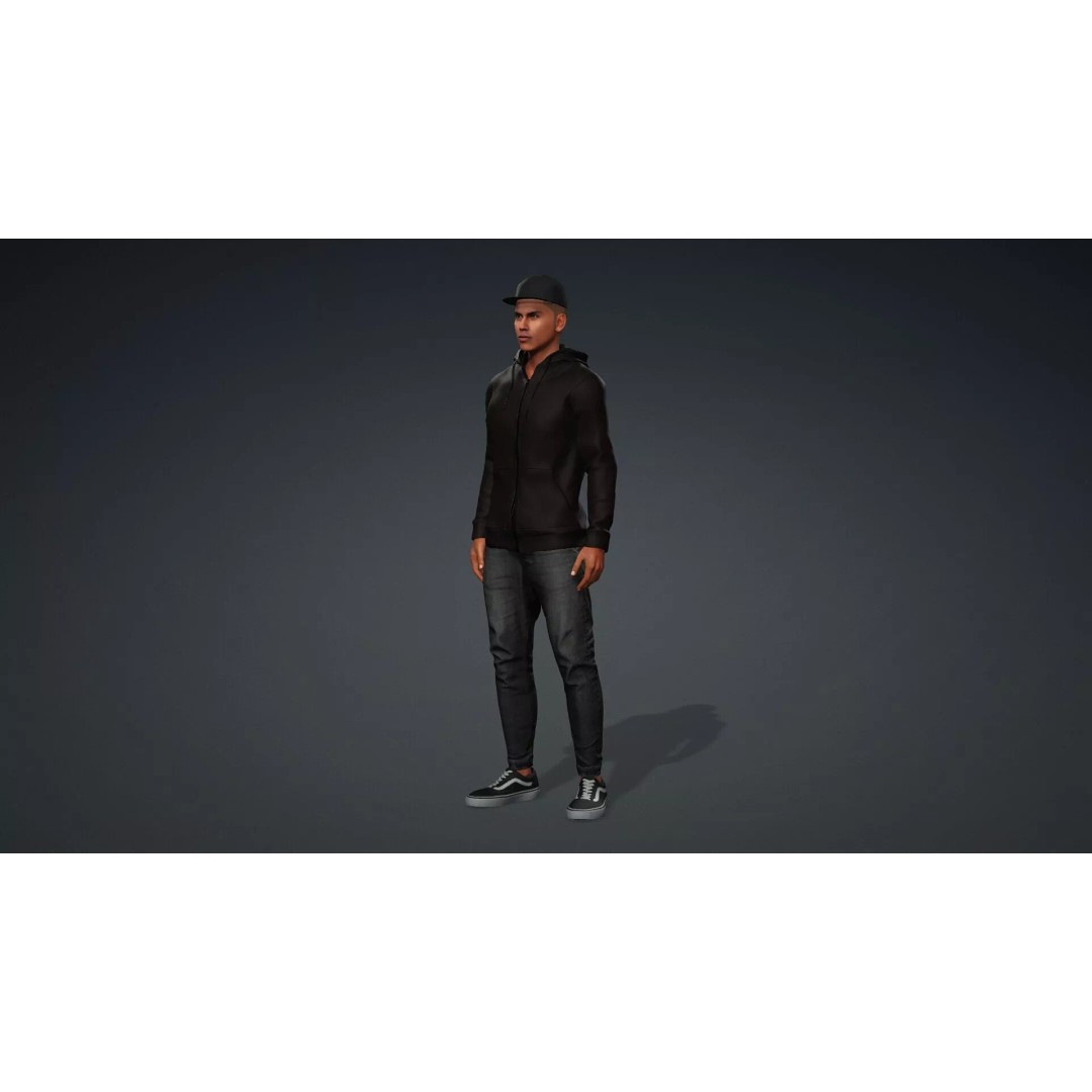 Black Male 3D Character Model – Game Ready, Rigged for Animation - View 12