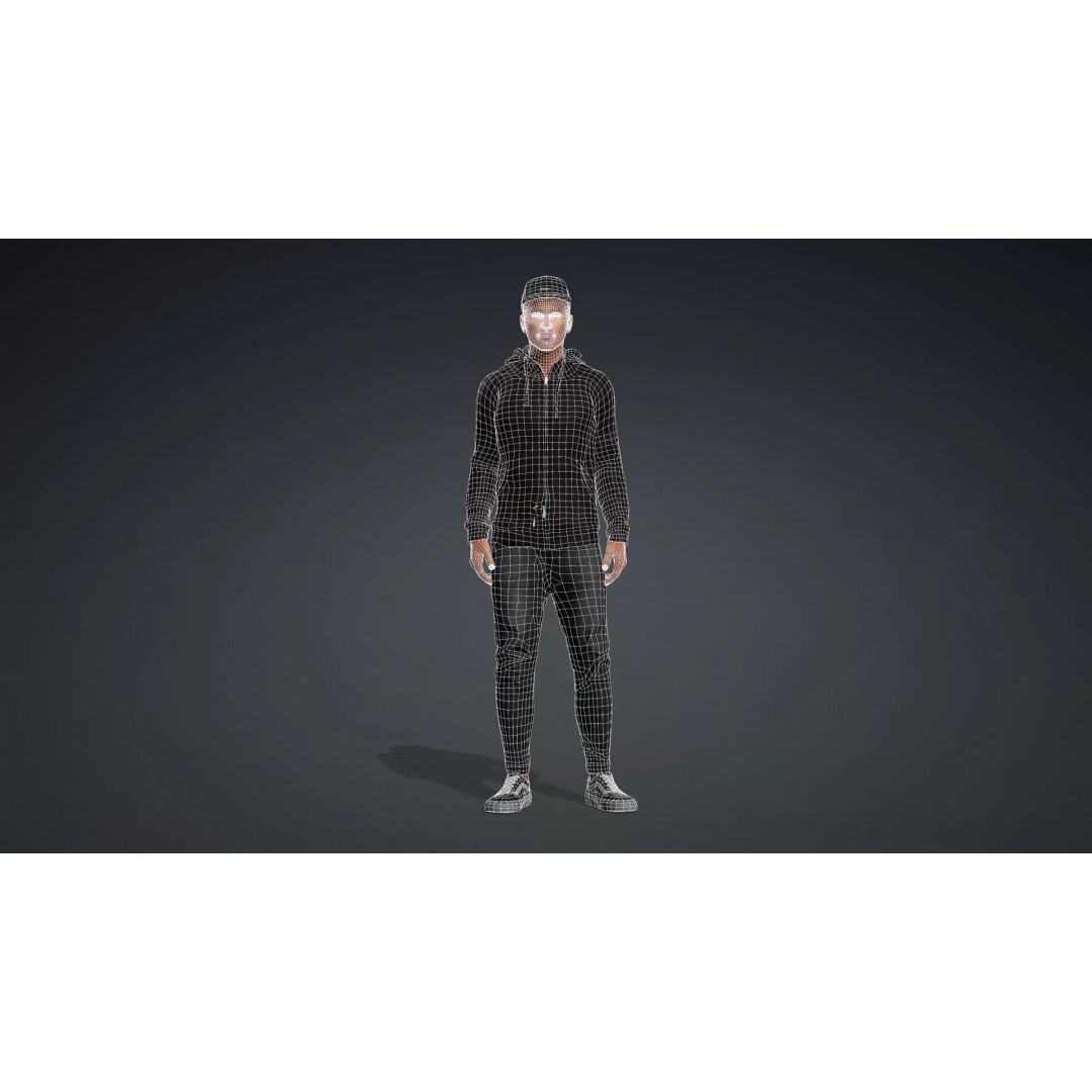 Black Male 3D Character Model – Game Ready, Rigged for Animation - View 13