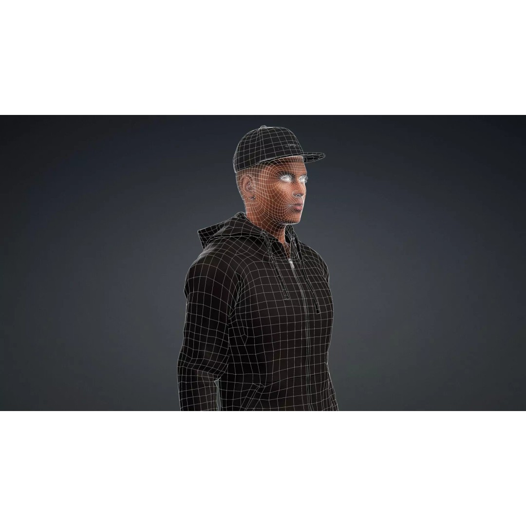 Black Male 3D Character Model – Game Ready, Rigged for Animation - View 19