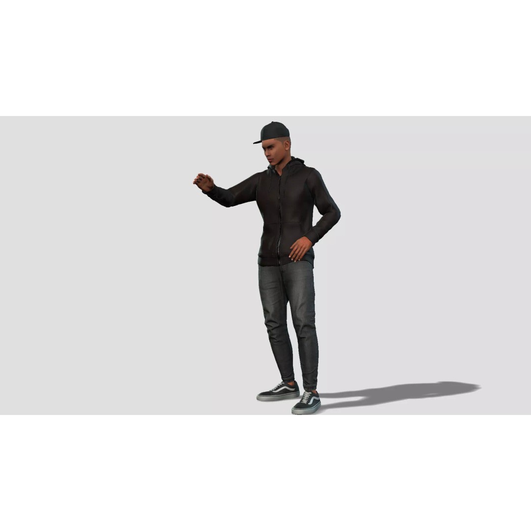 Black Male 3D Character Model – Game Ready, Rigged for Animation - View 2
